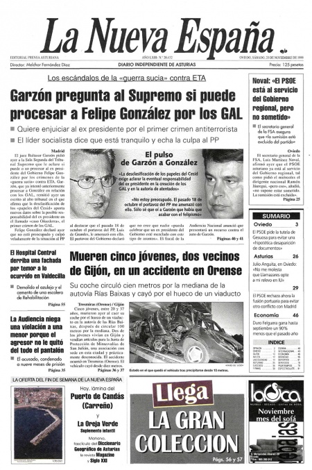 Portada Sábado 20 de Noviembre de 1999