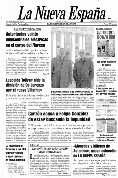 Portada Domingo 21 de Noviembre de 1999