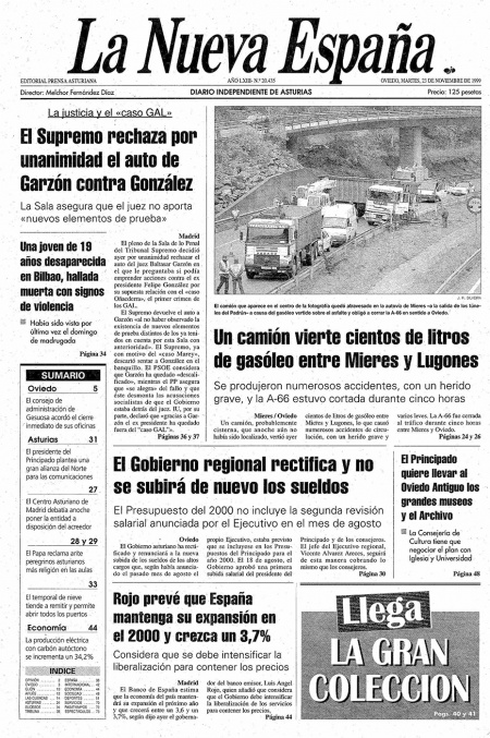 Portada Martes 23 de Noviembre de 1999