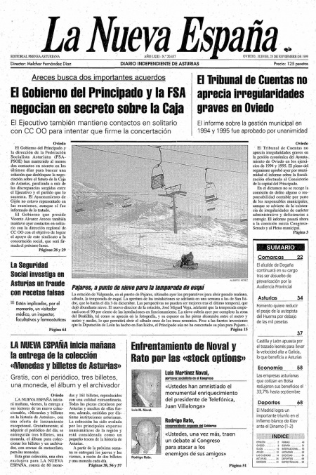 Portada Jueves 25 de Noviembre de 1999