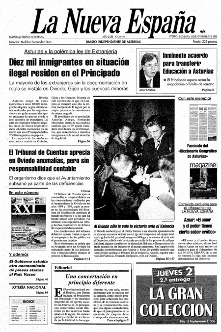 Portada Domingo 28 de Noviembre de 1999