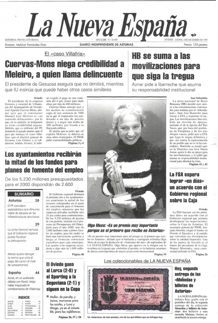 Portada Jueves 2 de Diciembre de 1999