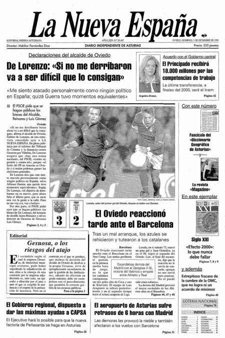 Portada Domingo 5 de Diciembre de 1999