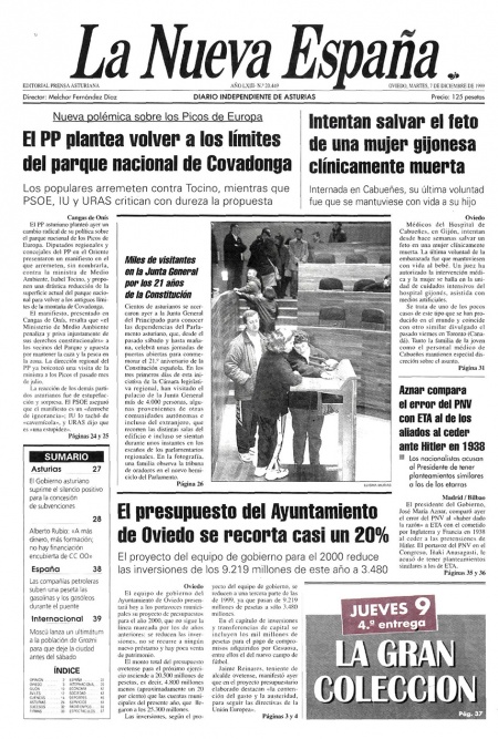 Portada Martes 7 de Diciembre de 1999