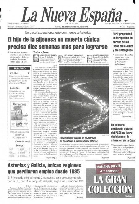 Portada Miércoles 8 de Diciembre de 1999