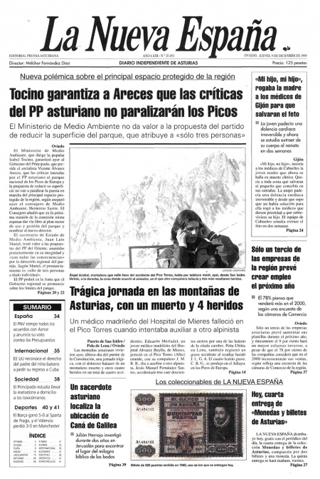 Portada Jueves 9 de Diciembre de 1999
