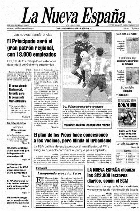 Portada Domingo 12 de Diciembre de 1999