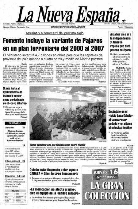 Portada Martes 14 de Diciembre de 1999