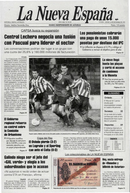 Portada Jueves 16 de Diciembre de 1999