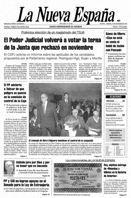 Portada Viernes 17 de Diciembre de 1999