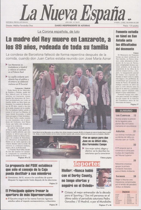 Portada Lunes 3 de  de 2000