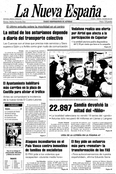 Portada Viernes 7 de  de 2000