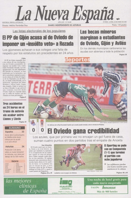 Portada Lunes 10 de  de 2000
