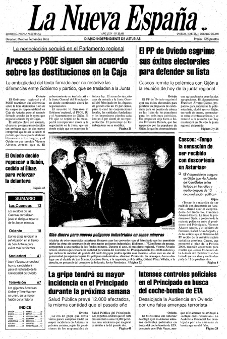 Portada Martes 11 de  de 2000