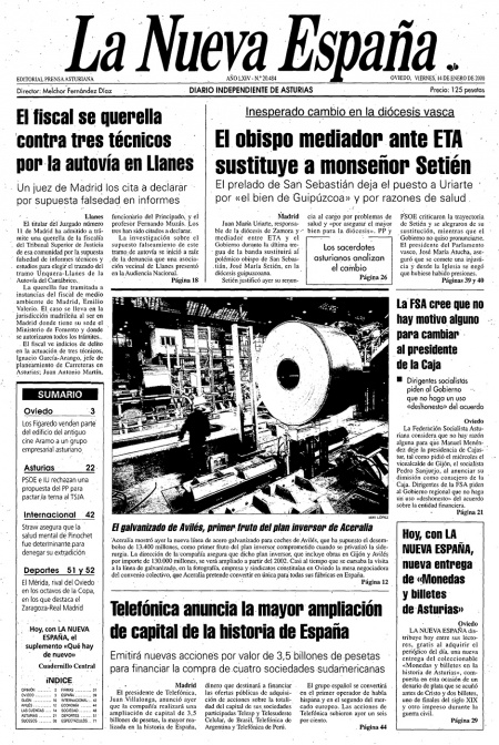 Portada Viernes 14 de  de 2000