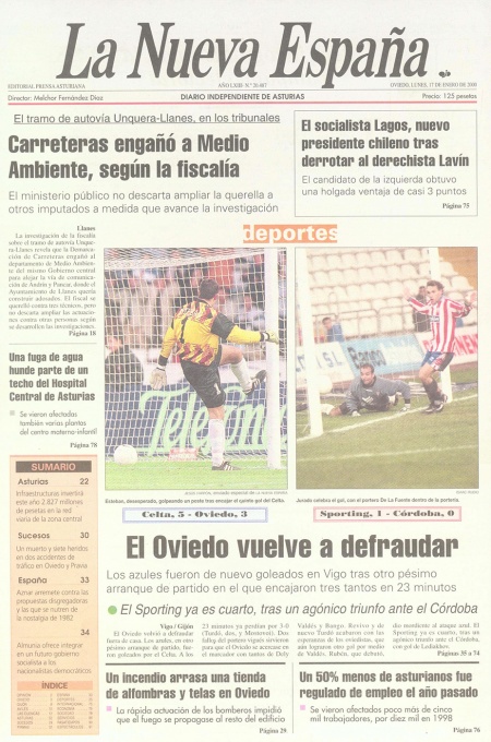 Portada Lunes 17 de  de 2000