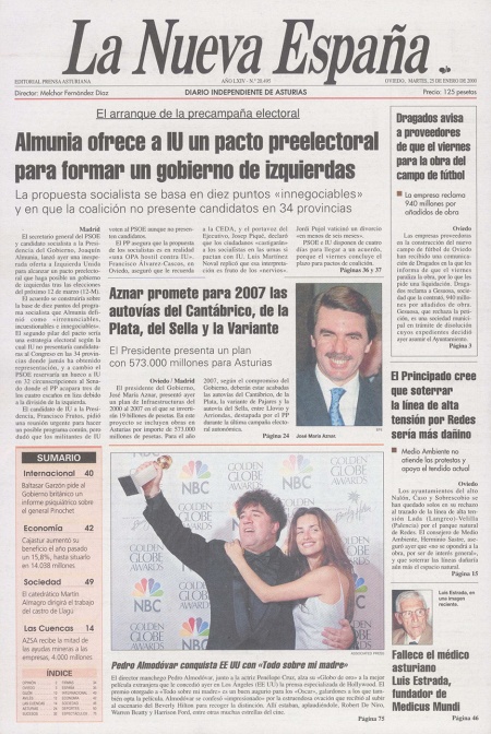 Portada Martes 25 de  de 2000