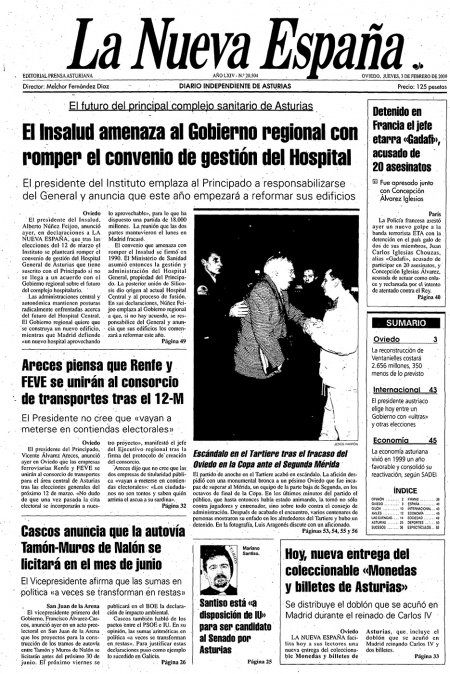 Portada Jueves 3 de  de 2000