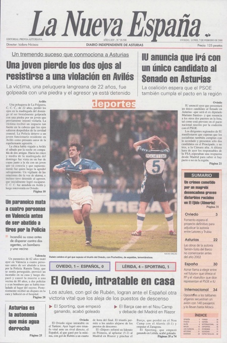 Portada Lunes 7 de  de 2000