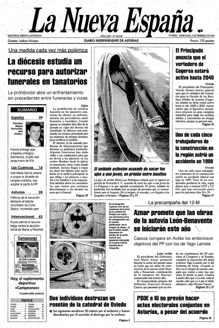Portada Miércoles 9 de  de 2000