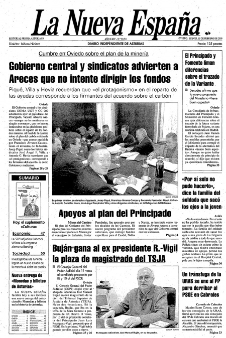 Portada Jueves 10 de  de 2000