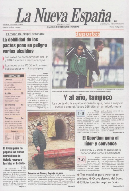 Portada Lunes 14 de  de 2000