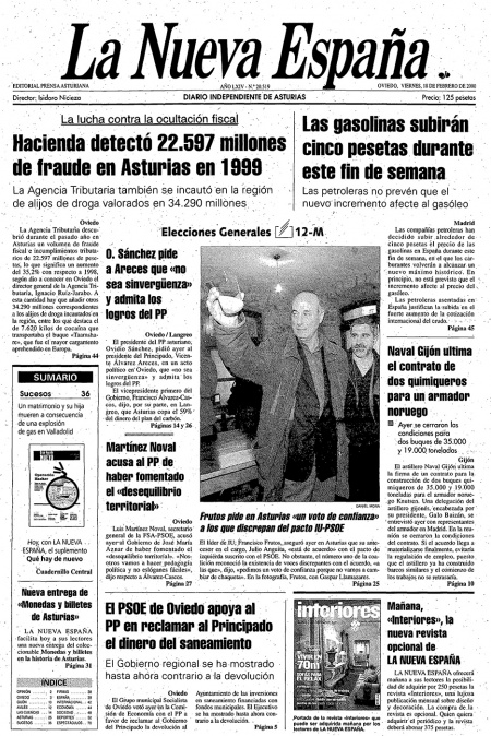 Portada Viernes 18 de  de 2000