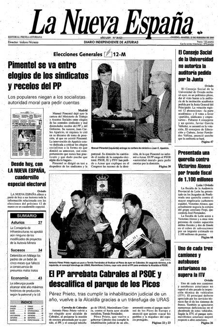 Portada Martes 22 de  de 2000