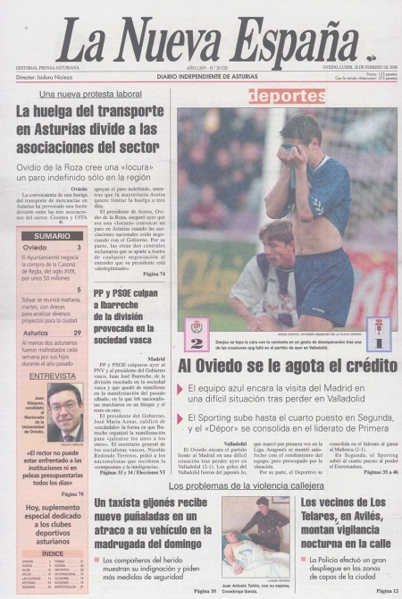 Portada Lunes 28 de  de 2000