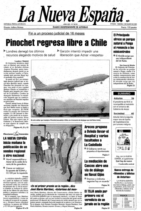 Portada Viernes 3 de  de 2000