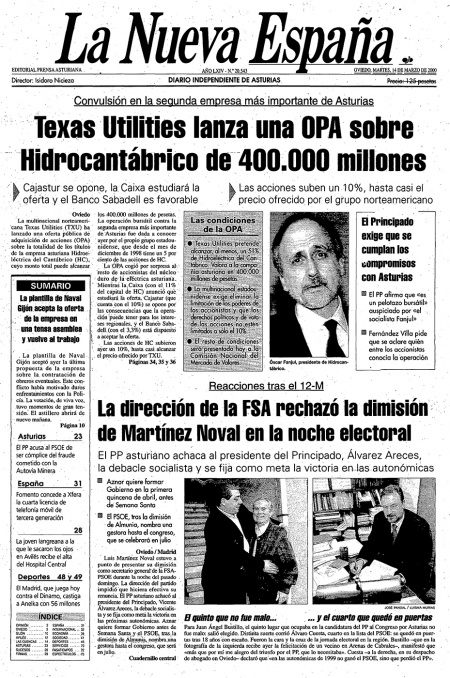 Portada Martes 14 de  de 2000