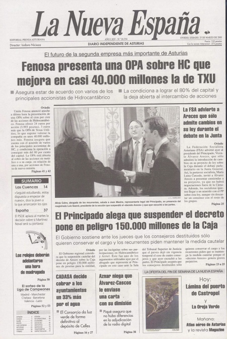 Portada Sábado 25 de  de 2000