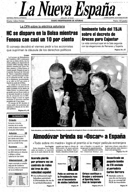 Portada Martes 28 de  de 2000