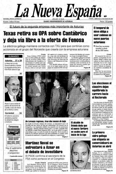Portada Miércoles 29 de  de 2000