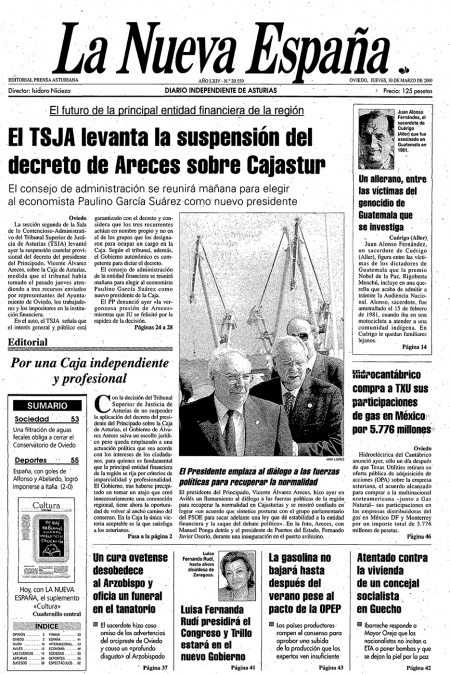 Portada Jueves 30 de  de 2000
