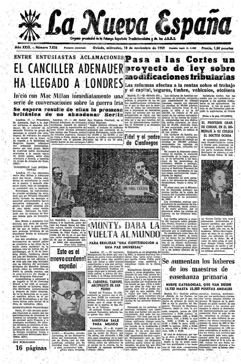 Portada del Miércoles, 18 de Noviembre de 1959