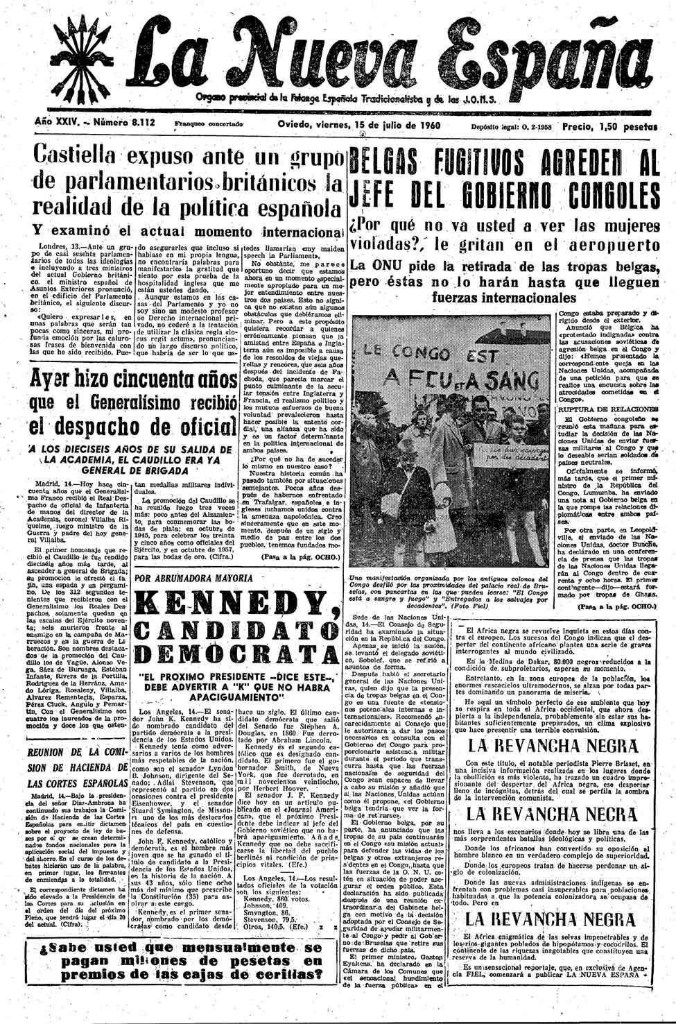 Portada del Viernes, 15 de Julio de 1960