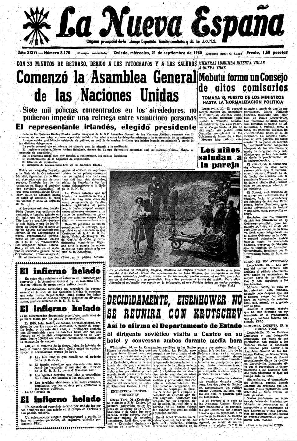 Portada del Miércoles, 21 de Septiembre de 1960