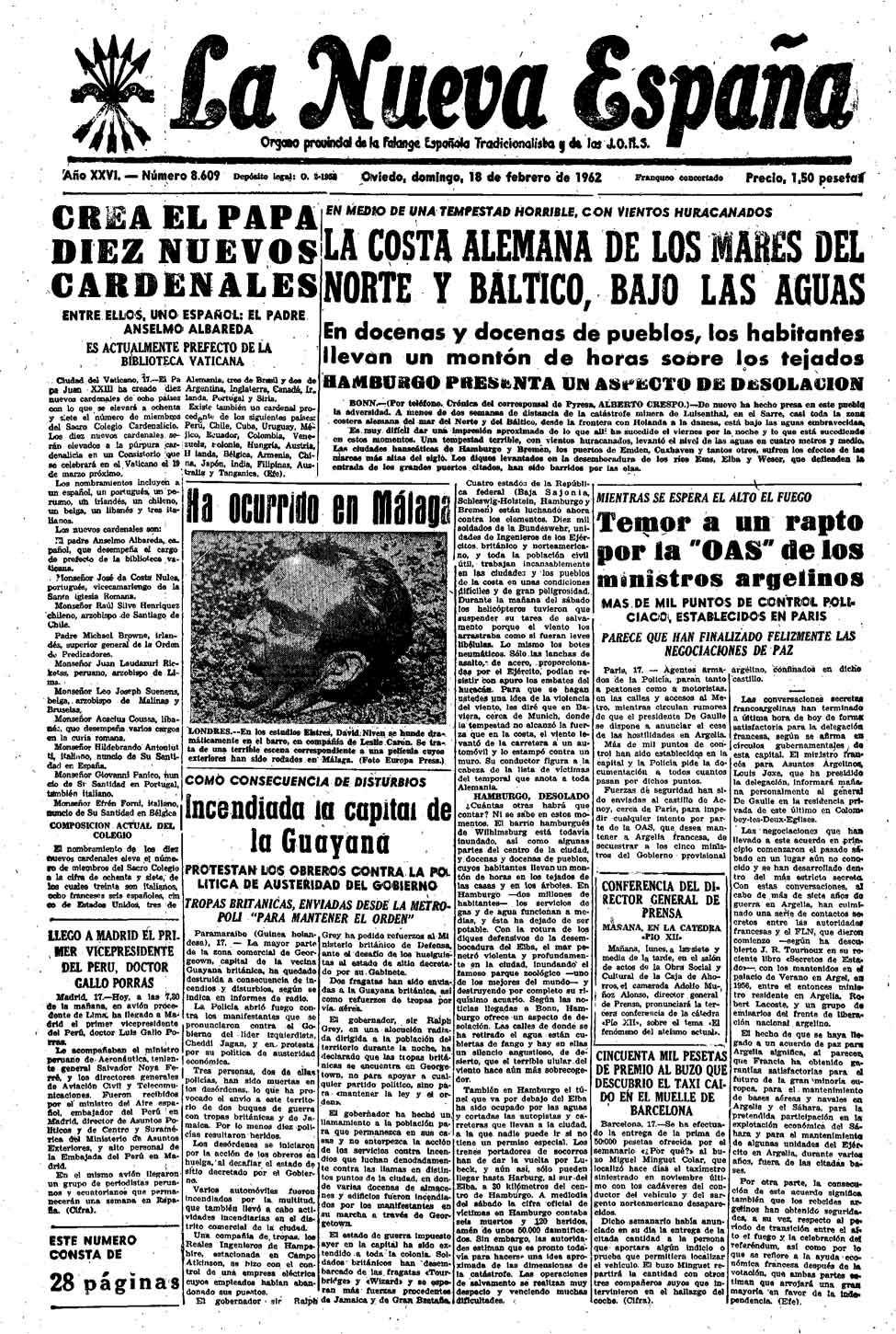 Portada del Domingo, 18 de Febrero de 1962