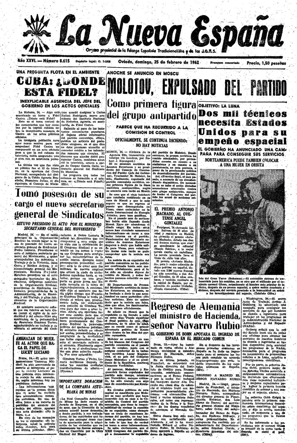 Portada del Domingo, 25 de Febrero de 1962