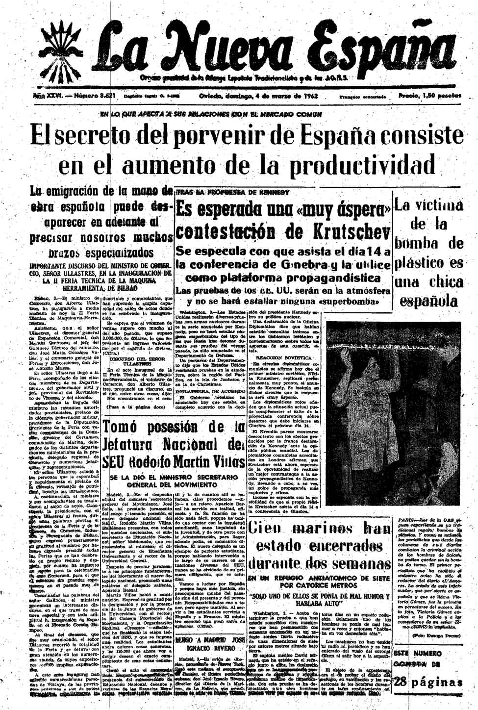 Portada del Domingo, 4 de Marzo de 1962