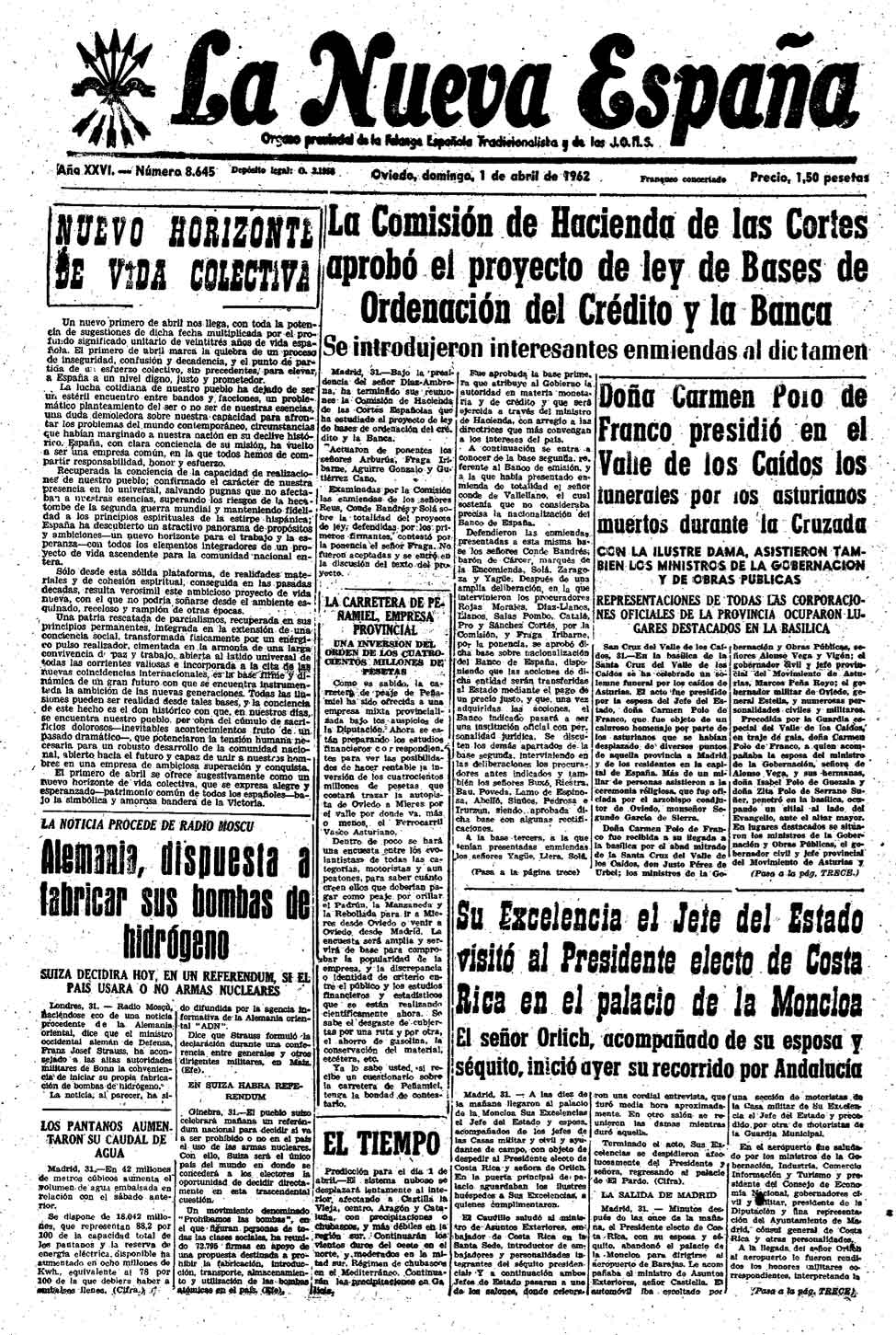 Portada del Domingo, 1 de Abril de 1962