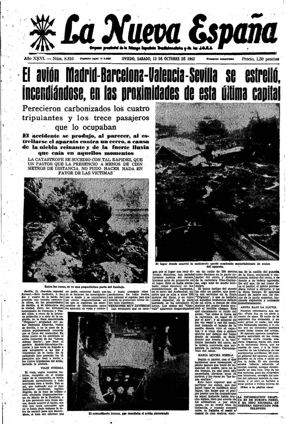 Portada del Sábado, 13 de Octubre de 1962