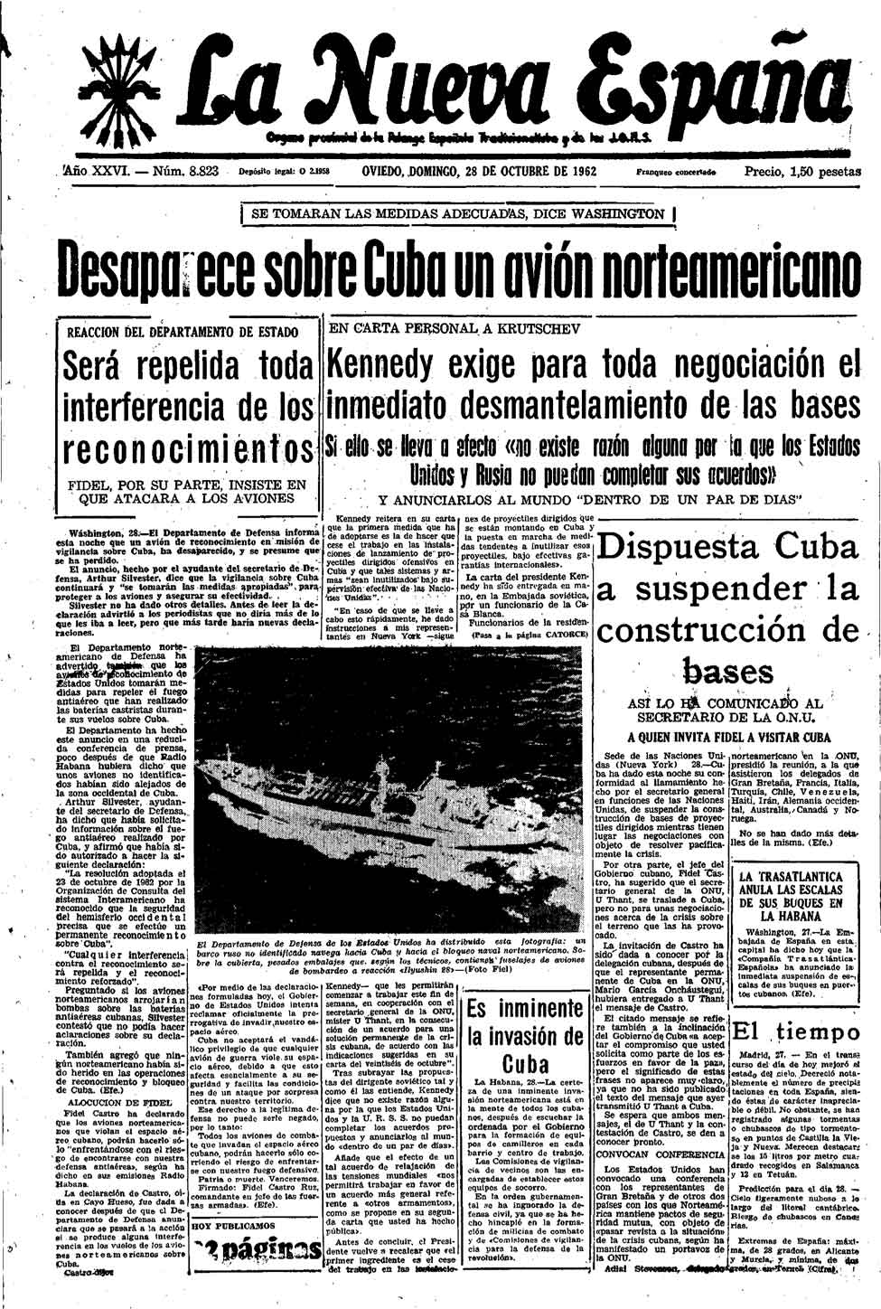 Portada del Domingo, 28 de Octubre de 1962