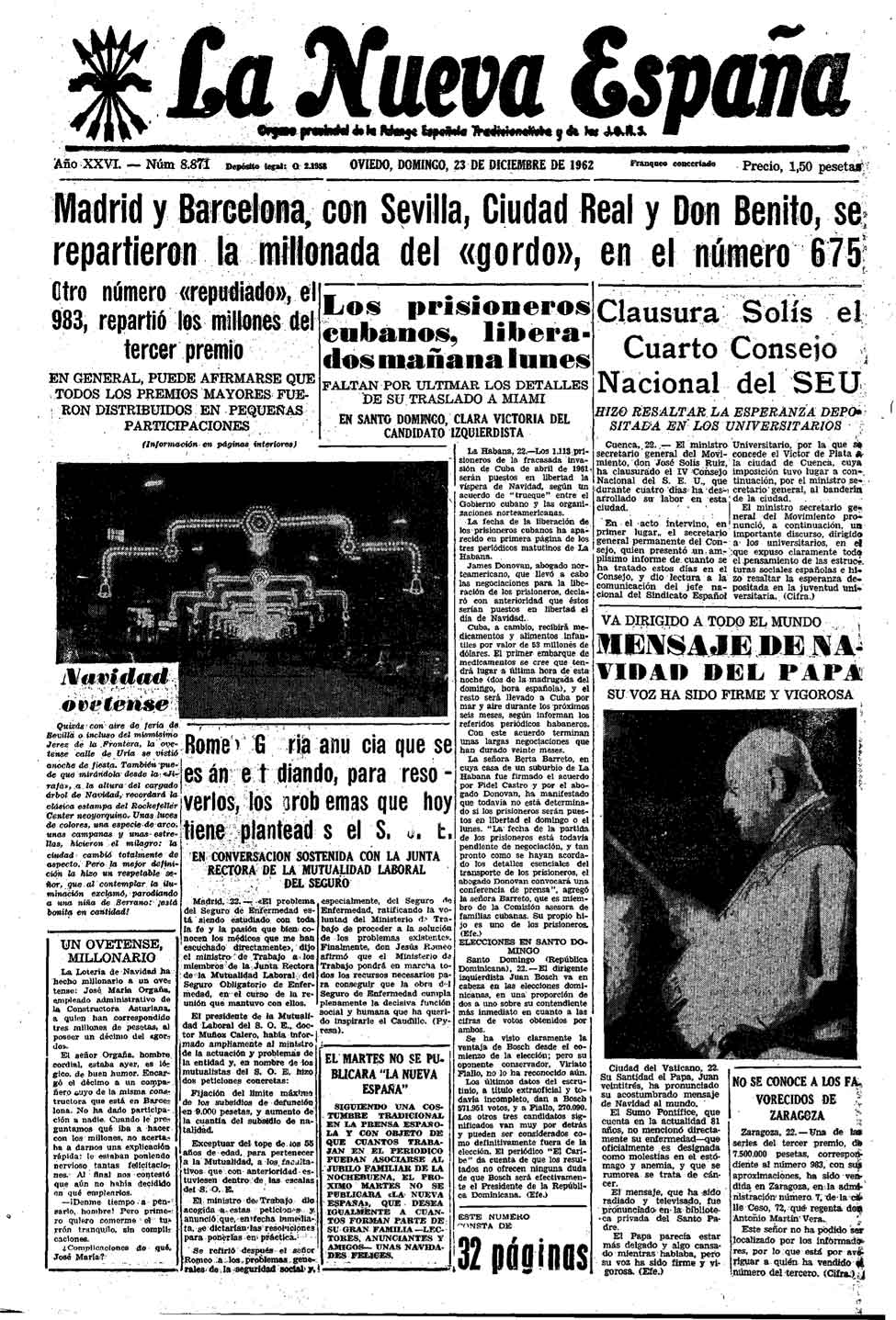 Portada del Domingo, 23 de Diciembre de 1962