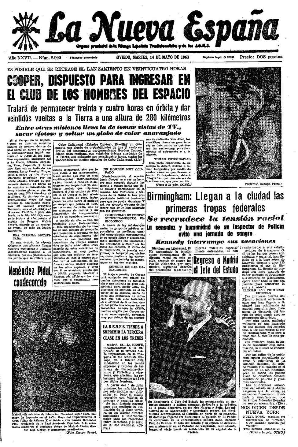Portada del Martes, 14 de Mayo de 1963