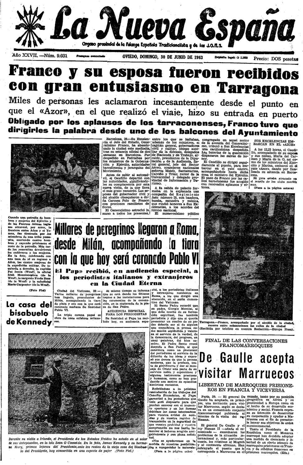 Portada del Domingo, 30 de Junio de 1963