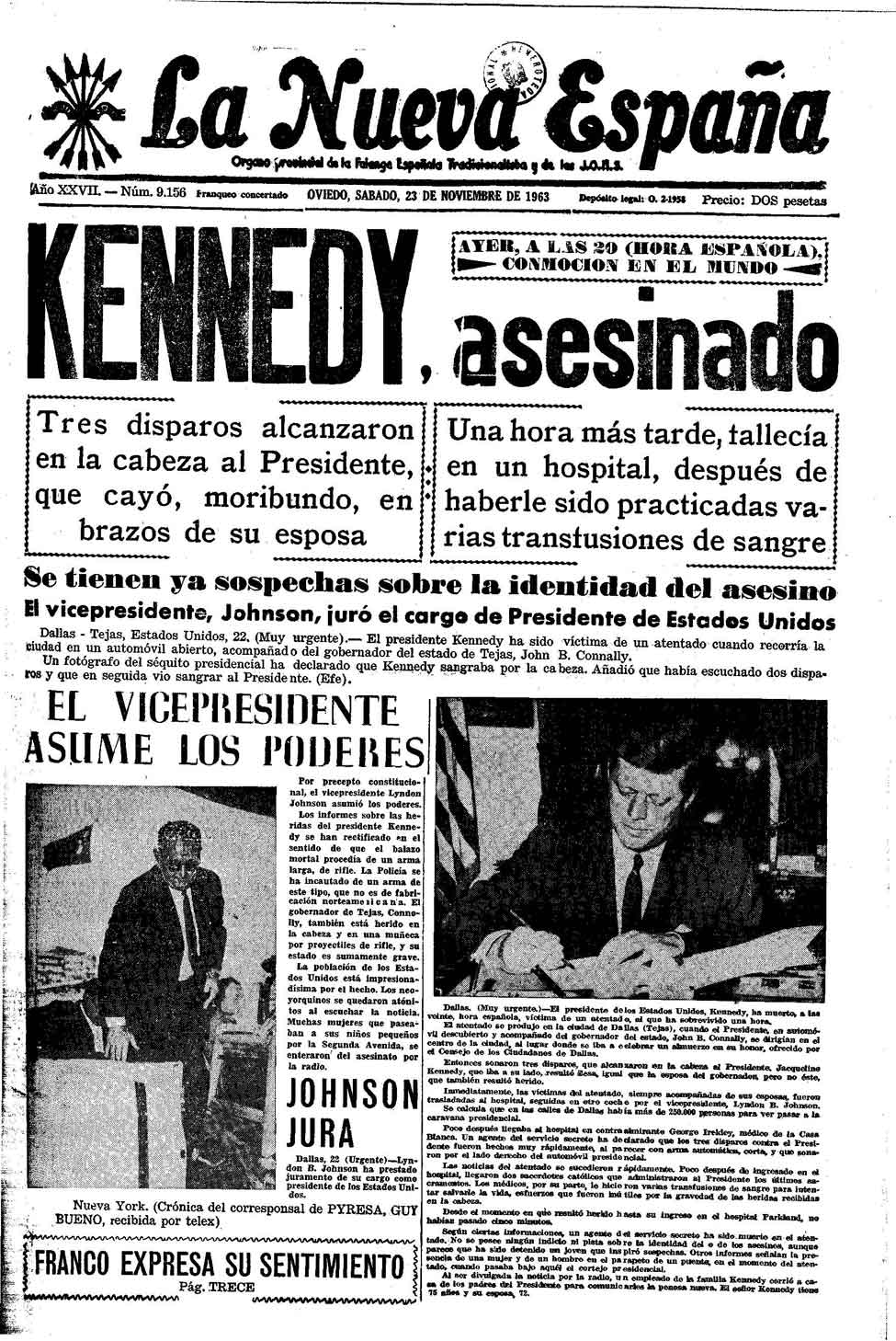Portada del Sábado, 23 de Noviembre de 1963