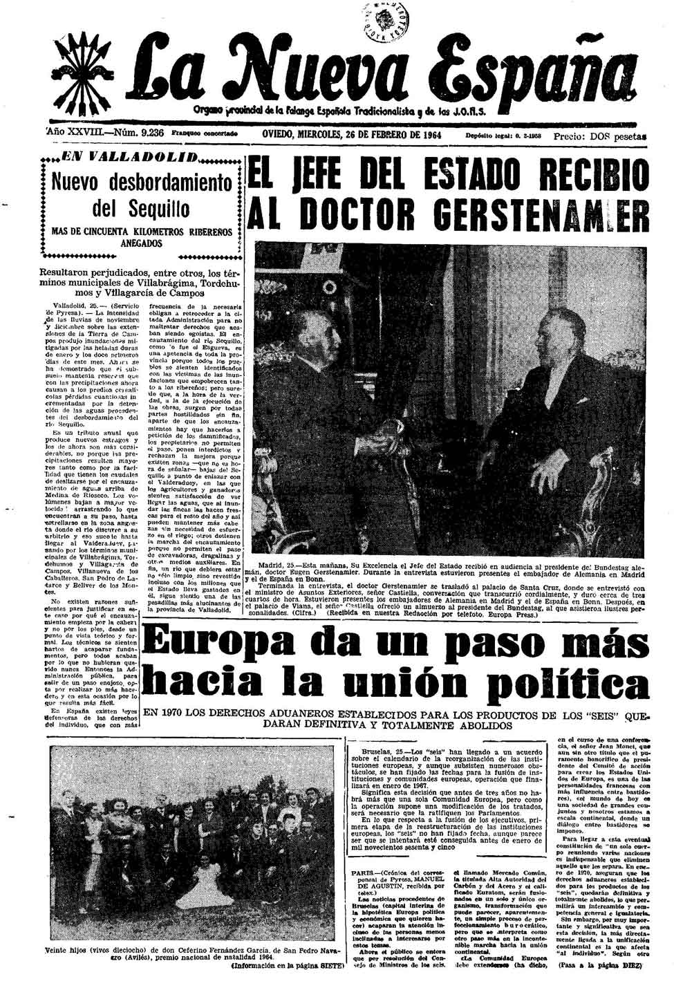 Portada del Miércoles, 26 de Febrero de 1964