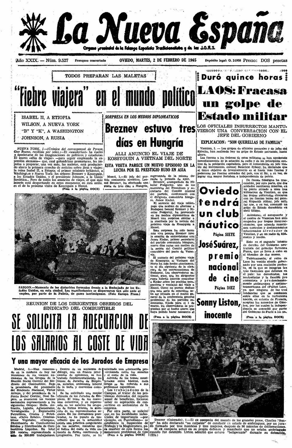 Portada del Martes, 2 de Febrero de 1965